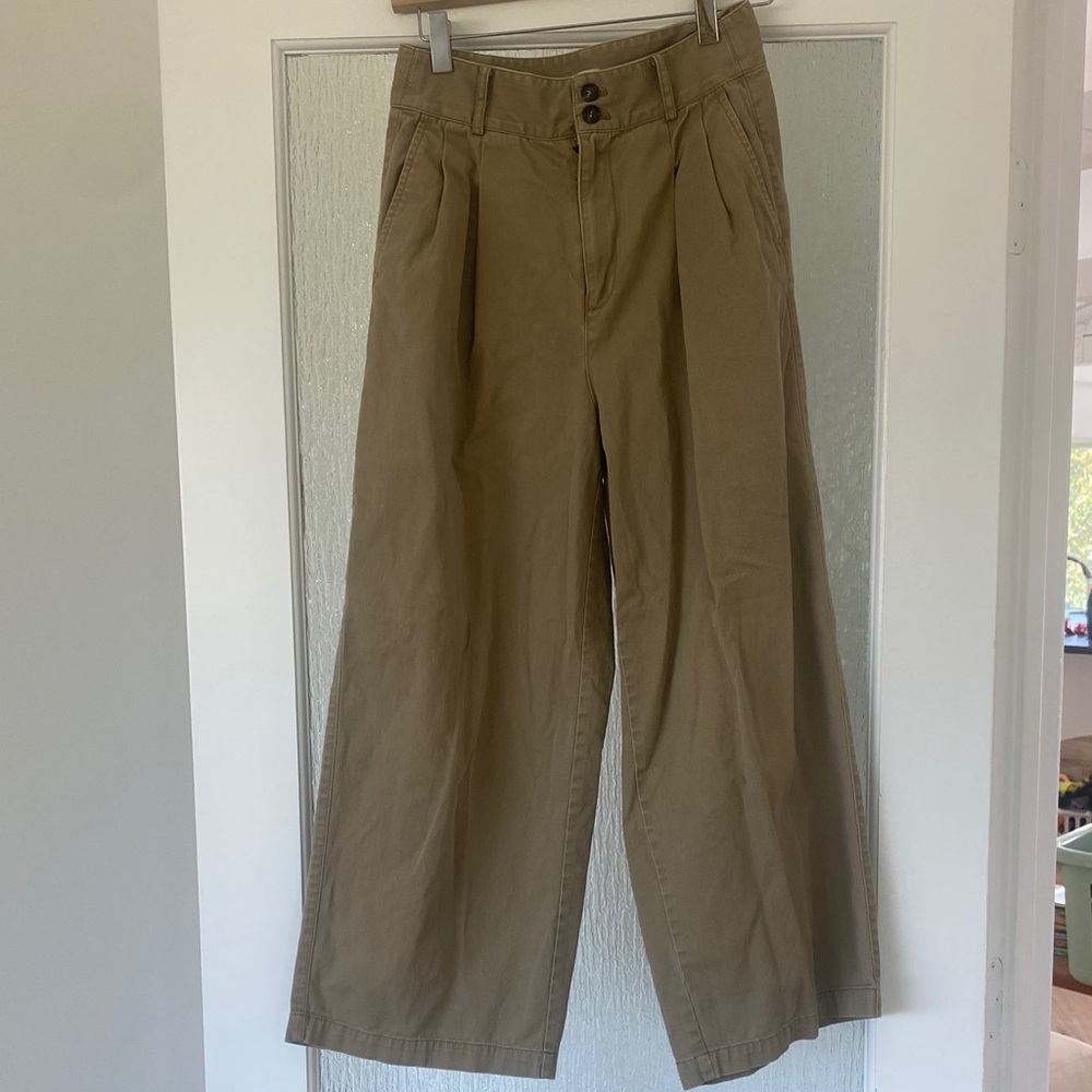 Madewell Wide Leg High-Waist Pants - Olive Green
